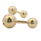 Vintage Mid-Century Solid 14kt Yellow Gold Star Set Lab Ruby Ball Back Cufflinks