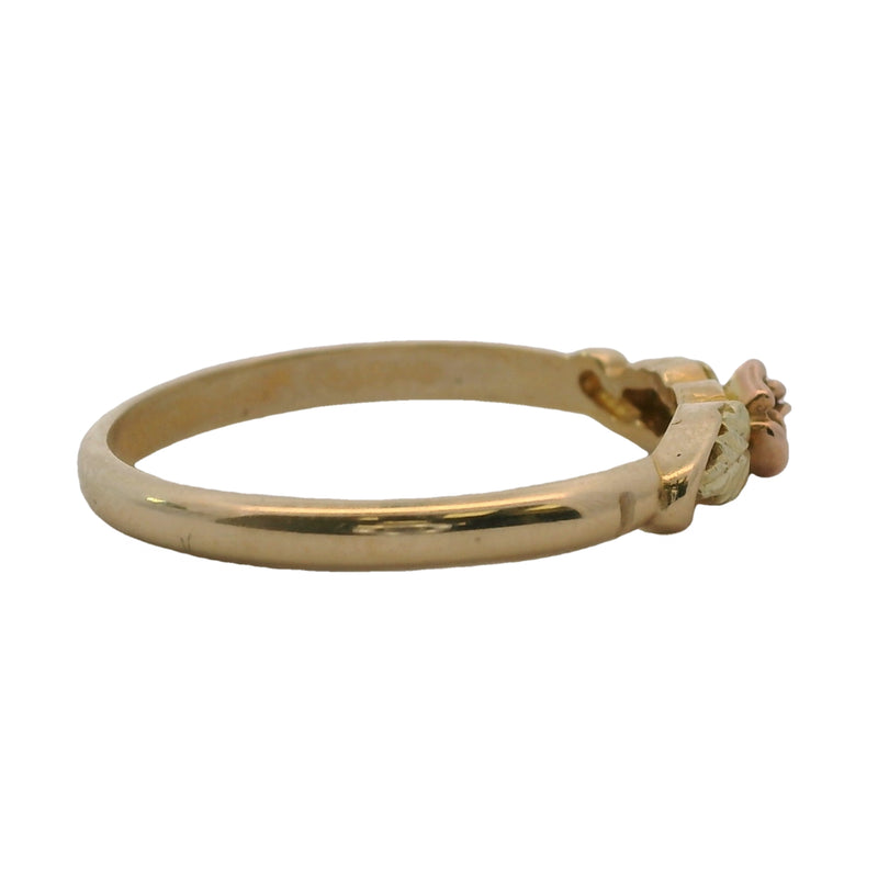 Flower Rose & Yellow Gold Band Stackable Ring 10k 417 Size 8