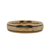 Vintage Post-1999 14kt Yellow Gold and Blue Enamel Scroll Victorian Style Band Ring Size 15
