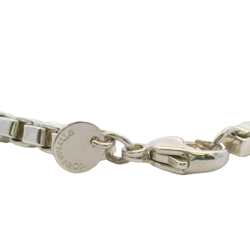 Tiffany & Co 925 Sterling Silver Venetian Link Box Chain 7.5" Bracelet