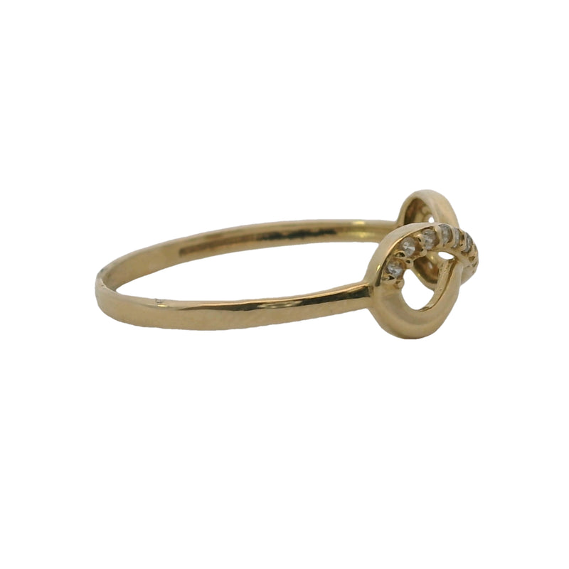 Anillo de oro amarillo macizo de 14 kt con símbolo de infinito y circonitas cúbicas, talla 6.5