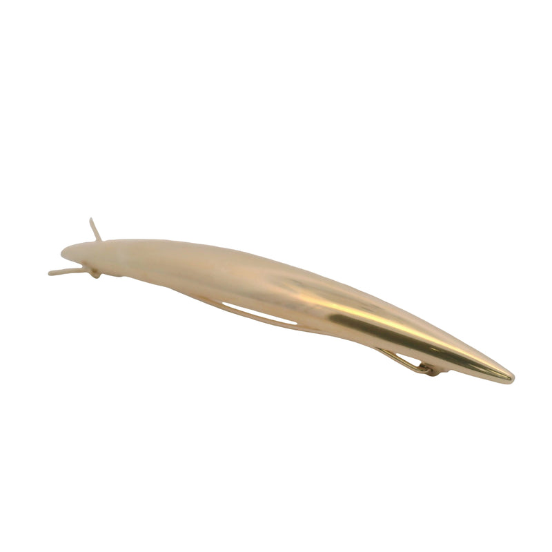 Vintage Mid-Century Solid 14kt 585 Yellow Gold 3.5" Long Hair Clip