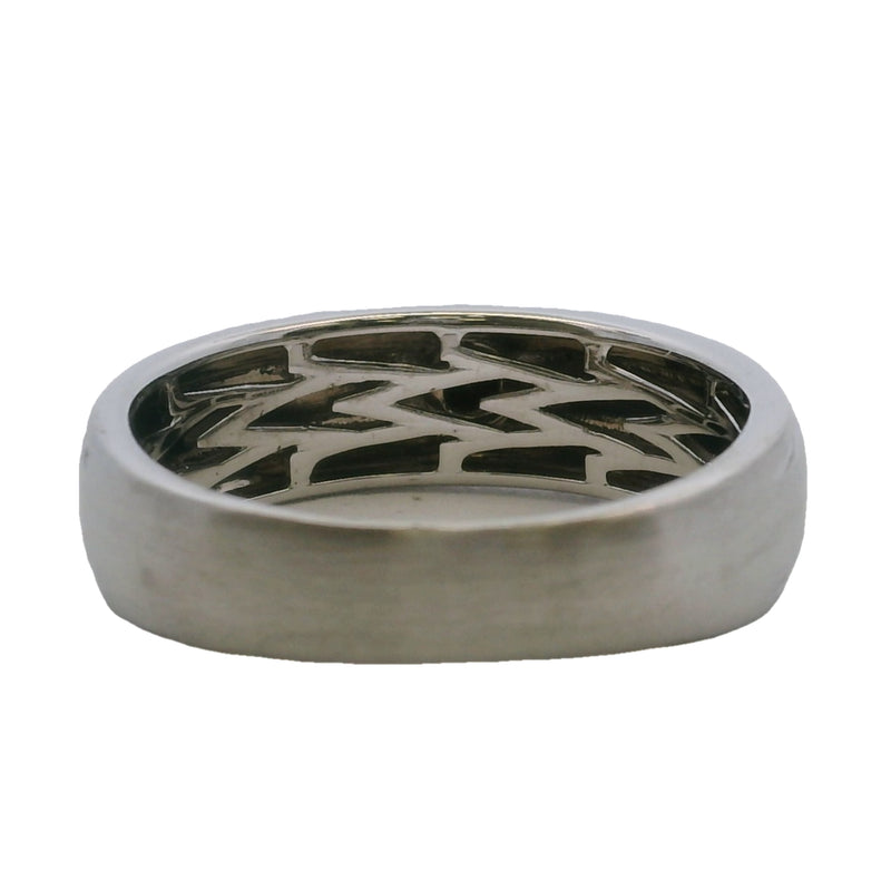 Alianza Vera Wang Love de oro blanco macizo de 14 kt de 7 mm con diamante negro de 0,5 ct con montura al ras, talla 10,5