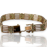 Antique 1908-1927 Russian Solid 14kt Two-Tone Yellow and Rose Gold Bracelet with Safety Chain and Figure 8 Safety Clasp Kokoshnik Hallmarked 7.5" Length