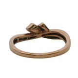 10kt Rose Gold Ribbon Ring with White and Brown Diamonds Size 6.75