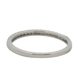 Solid 14kt White Gold and Diamond Thin 2mm Wide Half-Eternity Dainty Band Ring Size 7