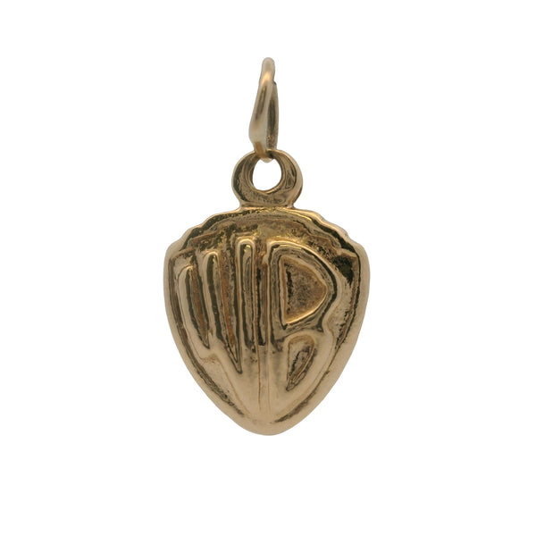 Vintage 1990 Warner Brothers WB Logo 14kt Yellow Gold Dangle Charm