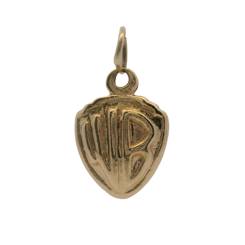 Vintage 1990 Warner Brothers WB Logo 14kt Yellow Gold Dangle Charm
