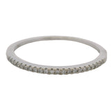 Solid 14kt White Gold and Diamond 1.3mm Stackable Wedding Band Ring Size 7.75
