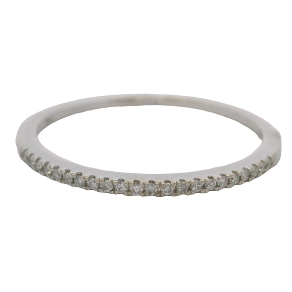 Anillo de bodas apilable de oro blanco macizo de 14 kt y diamantes de 1,3 mm, talla 7,75
