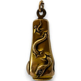 Antique Late Victorian 10kt Yellow Gold Pocket Watch Chain Fob Cigar Cutter Snake Detail with Paste Glass Charm Pendant