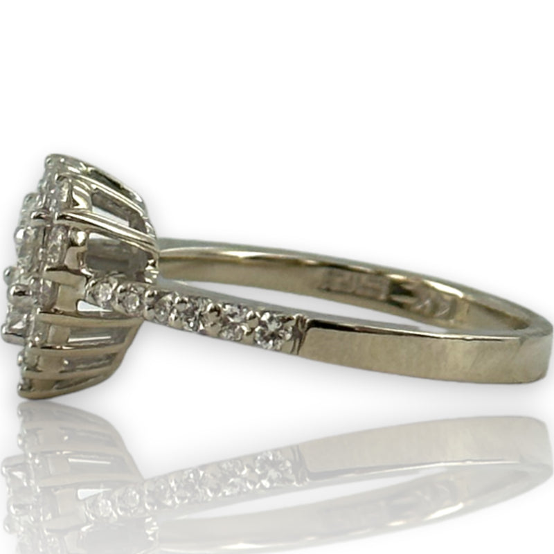 Classique By EFFY 14kt White Gold Round and Princess Cut Diamond Heart Ring Size 7