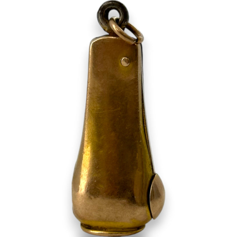 Antique Late Victorian 10kt Yellow Gold Pocket Watch Chain Fob Cigar Cutter Snake Detail with Paste Glass Charm Pendant