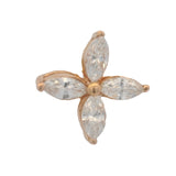 Solid 18kt Rose Gold and Marquise Diamond Flower Stud Single Earring