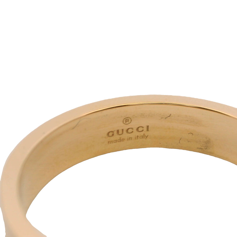 Gucci Solid 18kt Yellow Gold Icon Monogram Logo GG 4mm Band Ring Size 7