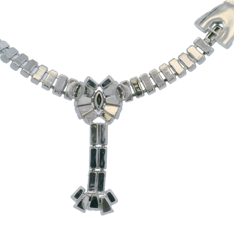 1940-1960 Phyllis Originals Glass Rhinestone and Sterling Silver Sparkling Collar Necklace