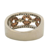 EFFY 14kt White Rose Gold Rose Cut and Round Cut Diamond Halo Cluster Ring Sz 7