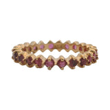 Vintage Solid 14kt Yellow Gold and 0.96ctw Natural Ruby 3.5mm Eternity Band Ring Size 7.75