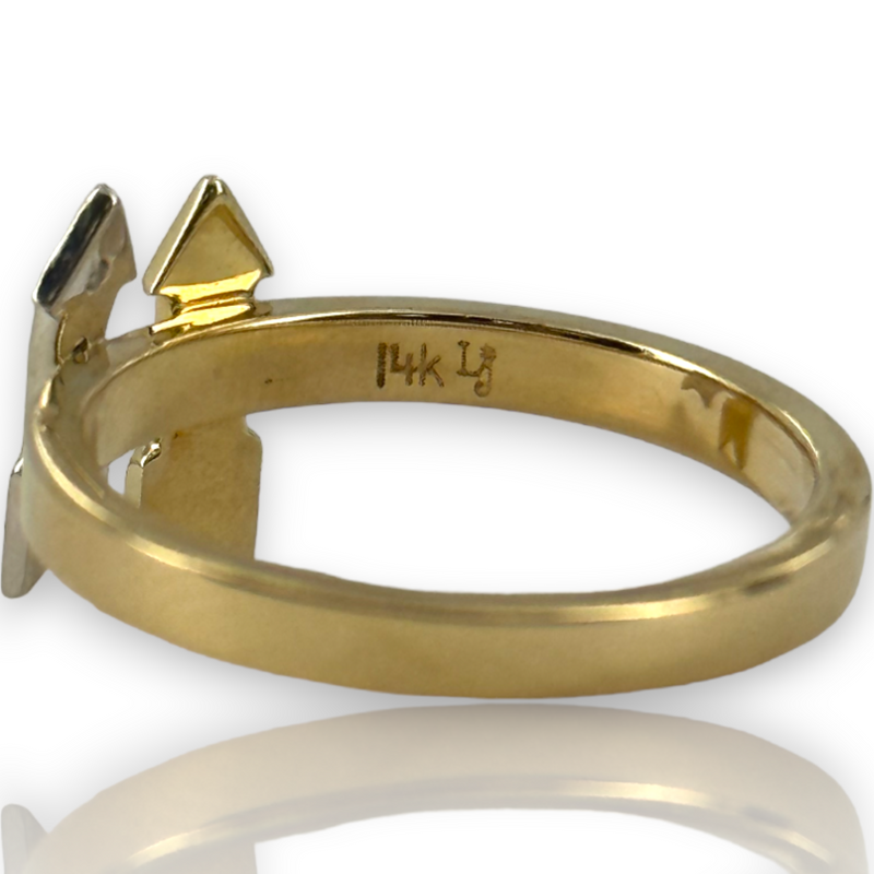 Diamond Dualing Arrows Fashion Statement Ring 14k 585 Yellow Gold Size 6.5