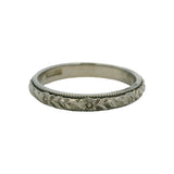 Antique 1929 18kt White Gold Intricate Floral Milgrain Wedding Band Size 6.25