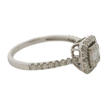 18kt White Gold and Round and Baguette Diamond Cluster Halo Ring Size 6.75