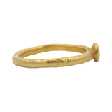 ZDNY Solid 24kt Yellow Gold and Bezel Set Blue Topaz Solitaire Hammered Ring Size 6