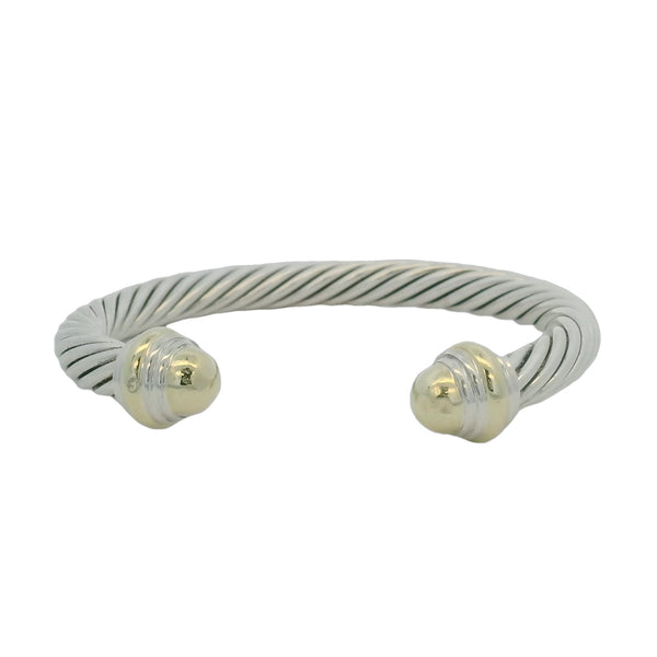 David Yurman Classic Cable Cuff Bracelet in 925 Sterling Silver and 14kt Yellow Gold
