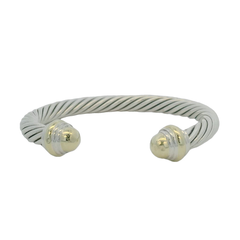 David Yurman Classic Cable Cuff Bracelet in 925 Sterling Silver and 14kt Yellow Gold