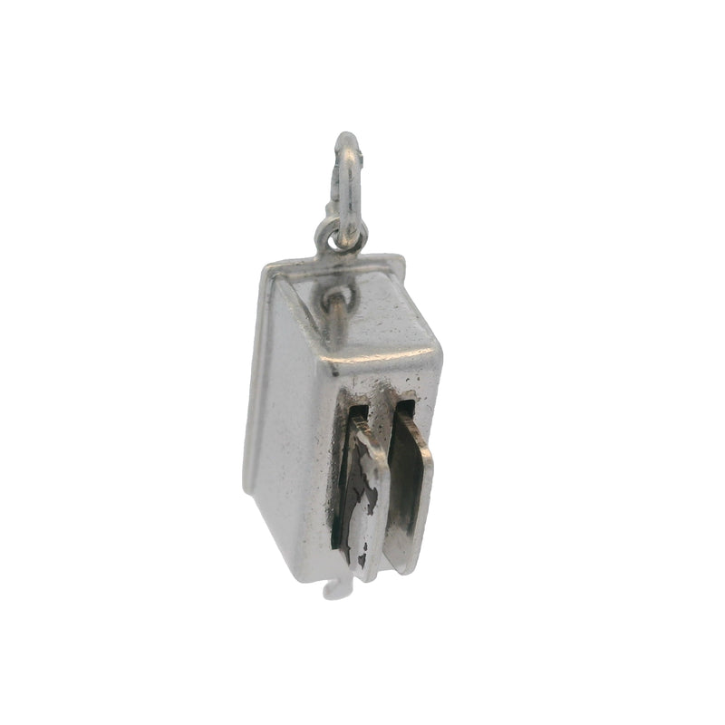 Vintage 925 Sterling Silver Moving Lever Toaster Bracelet Charm