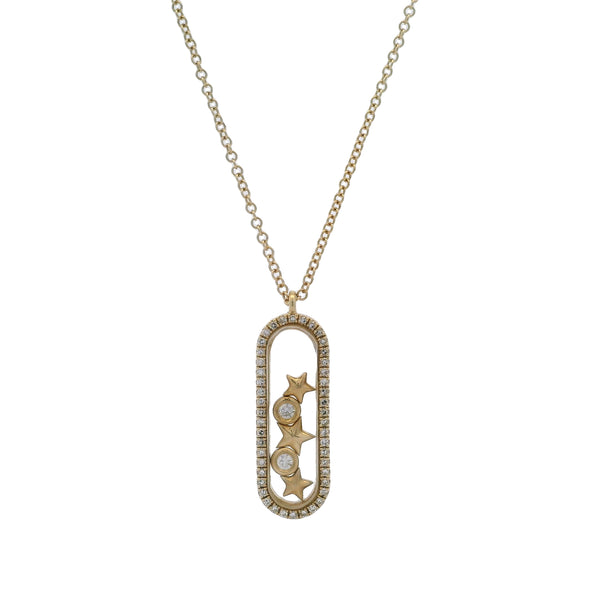 Shy Creation 14kt Yellow Gold Floating Diamonds Pendant With Diamond Halo 18-16"