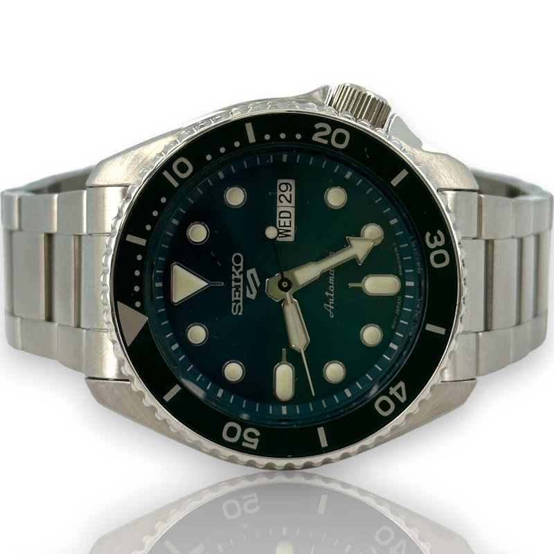Seiko 5 Sports Geen Teal Dial SRPD61 Steel Black Dial 43mm Watch