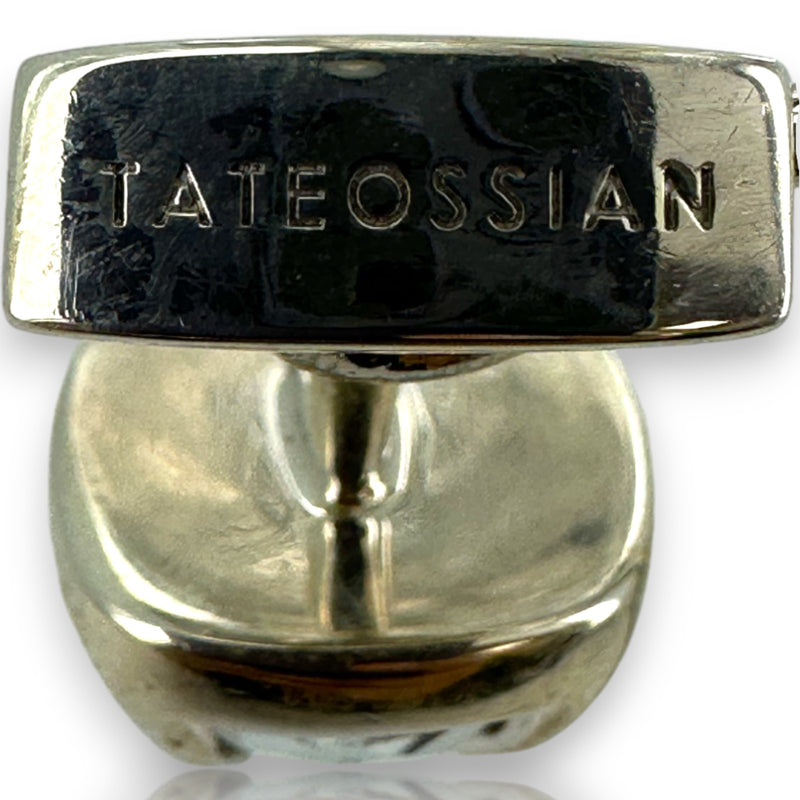 2006 Tateossian 925 Sterling Silver and Red-Backed Rock Crystal Toggle Cufflinks Made in Edinburgh