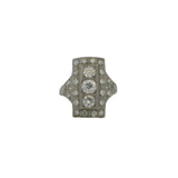 Antique Edwardian 1900-1915 Large Solid Platinum and Over 2.48ctw Diamonds Geometric Dinner Ring
