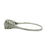 1920s Art Deco 950 Platinum Filigree Solitaire Old Euro Diamond Ring Size 7.25