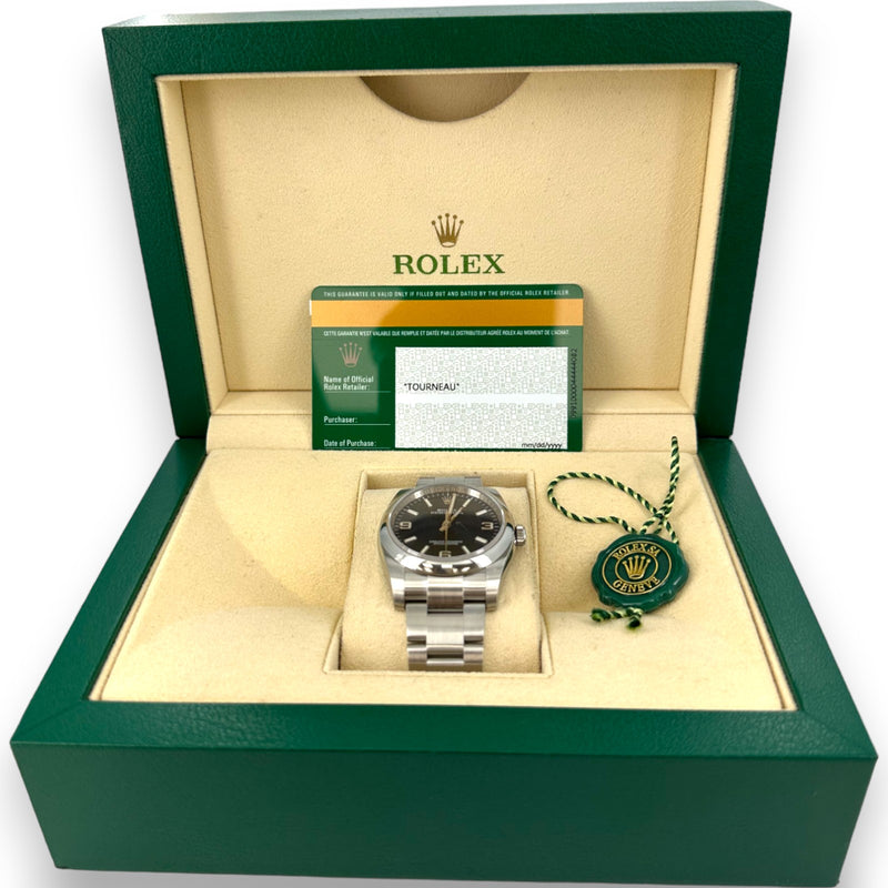 Rolex Oyster Perpetual 36mm Stainless Steel Blue Dial 116000 B&P Watch