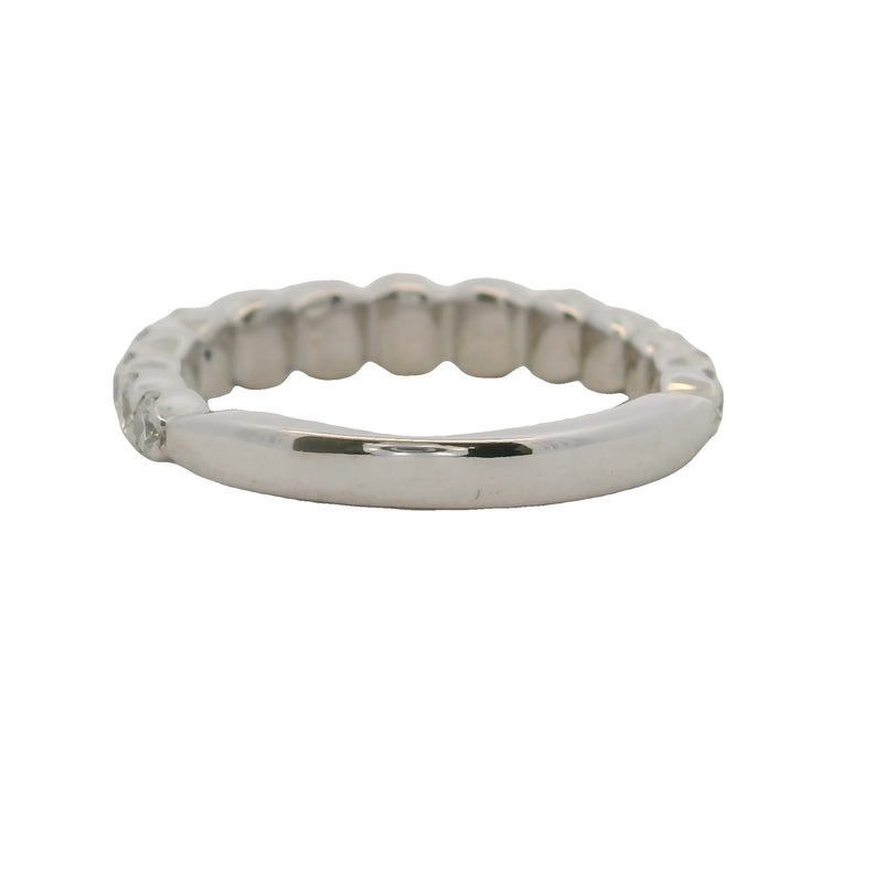 Solid 18kt White Gold and Graduated Diamond Half-Eternity Wedding Band Ring Size 3.5
