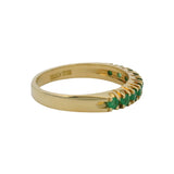 Italian Solid 18kt Yellow Gold and Emerald Half-Eternity Stackable Band Size 5.5