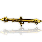 Victorian Era Etruscan Revival Natural Persian Turquoise Bar Pin 14k Gold Handmade