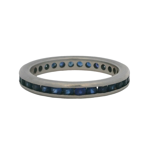 Vintage Solid Platinum Eternity Channel Set Sapphire 3mm Band Ring Size 6.5