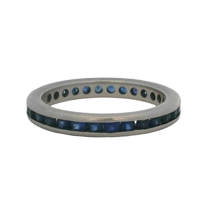 Vintage Solid Platinum Eternity Channel Set Sapphire 3mm Band Ring Size 6.5