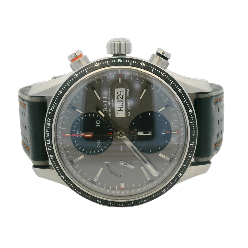 Ball Storm Chaser Pro CM3090C 42mm Steel Leather Chronograph Watch