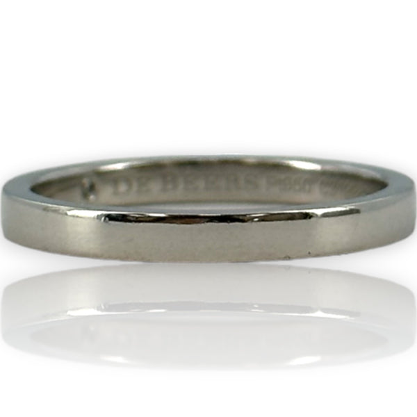 Alianza de boda clásica De Beers de platino 950 de 2,2 mm firmada con diamante en el interior