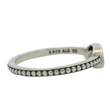 Pandora Solid 925 Sterling Silver and CZ Crescent Moon Beaded Ring Size 6