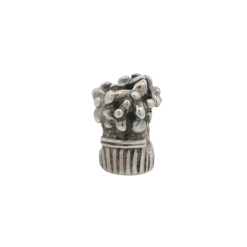 Pandora Retired 925 Sterling Silver and 14kt Yellow Gold Love Flower Bouquet Slider Charm