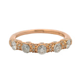 Solid 18kt Rose Gold and Diamond Half-Eternity Intricate Design Wedding Band Ring Size 6.5