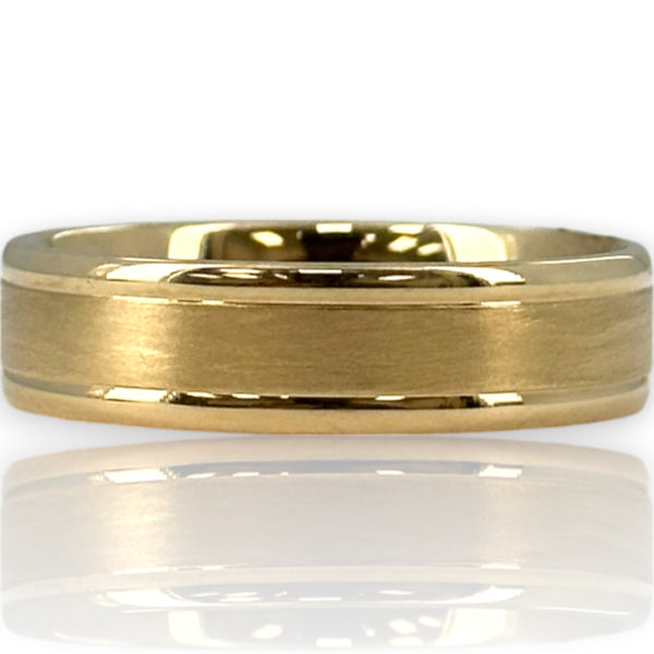 Blue Nile Solid 14kt Yellow Gold Satin Brushed Finish with Polished Sides Wedding Band Ring Size 10
