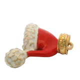 Solid 14kt Yellow Gold and Enamel Santa Hat Holiday Christmas Charm
