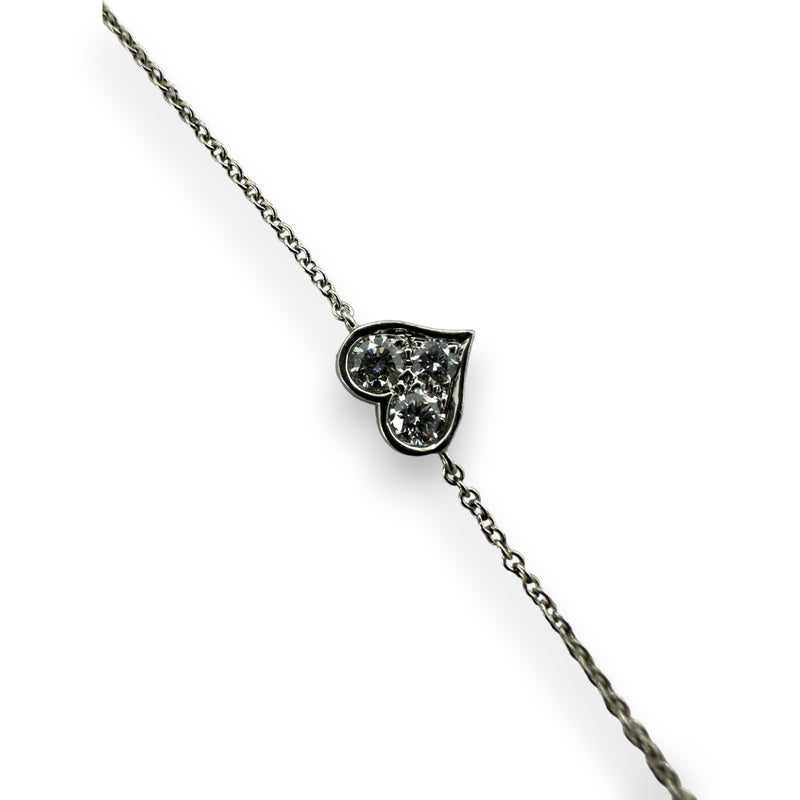 Tiffany & Co 2015 Discontinued 950 Platinum and Diamond Heart Dainty Station Bracelet