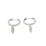 Solid 18kt White Gold and Diamond Drop/Dangle Halo Huggie Earrings