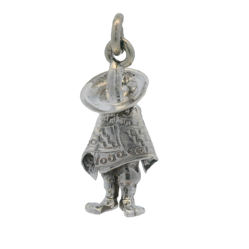 Dije de pulsera con sombrero y poncho de plata esterlina 925 mexicana